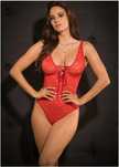 Venus body ze stringami ouvert z koronką czerwone ^40/42