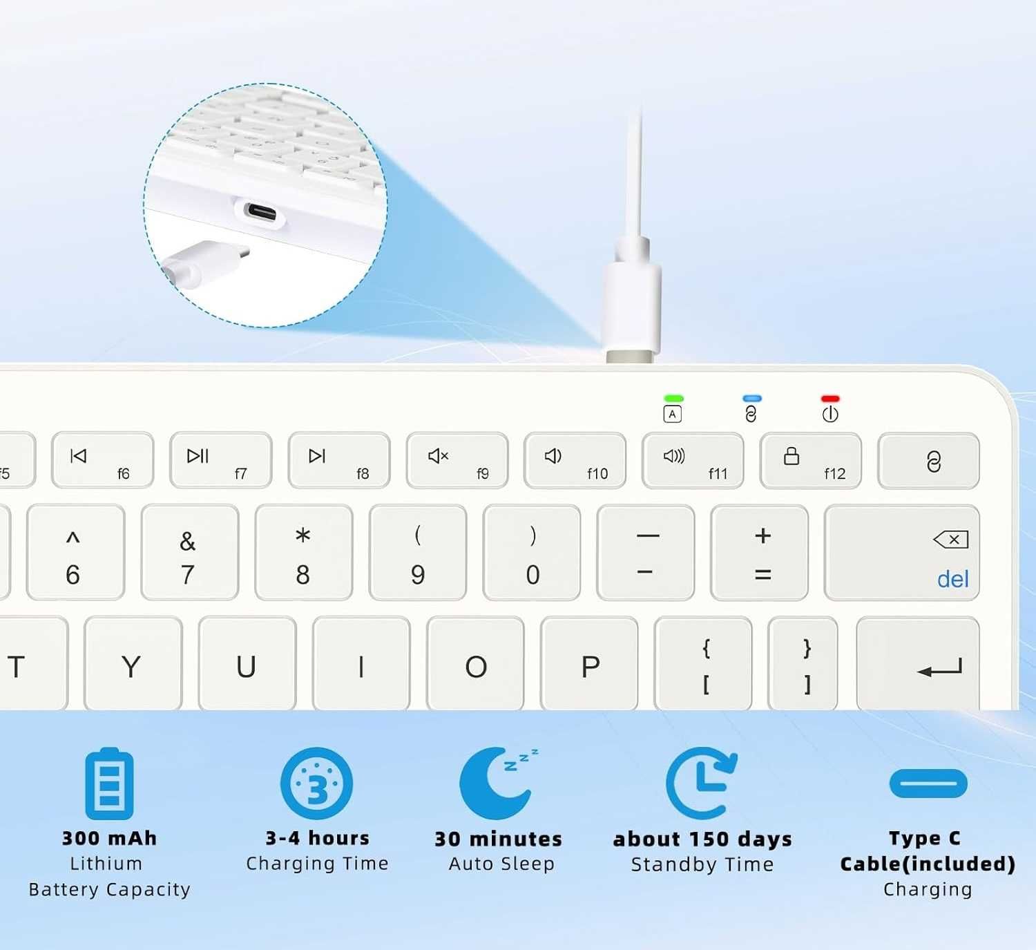 Qulose QUJPEU0001 Bezprzewodowa klawiatura Bluetooth biała AZERTY