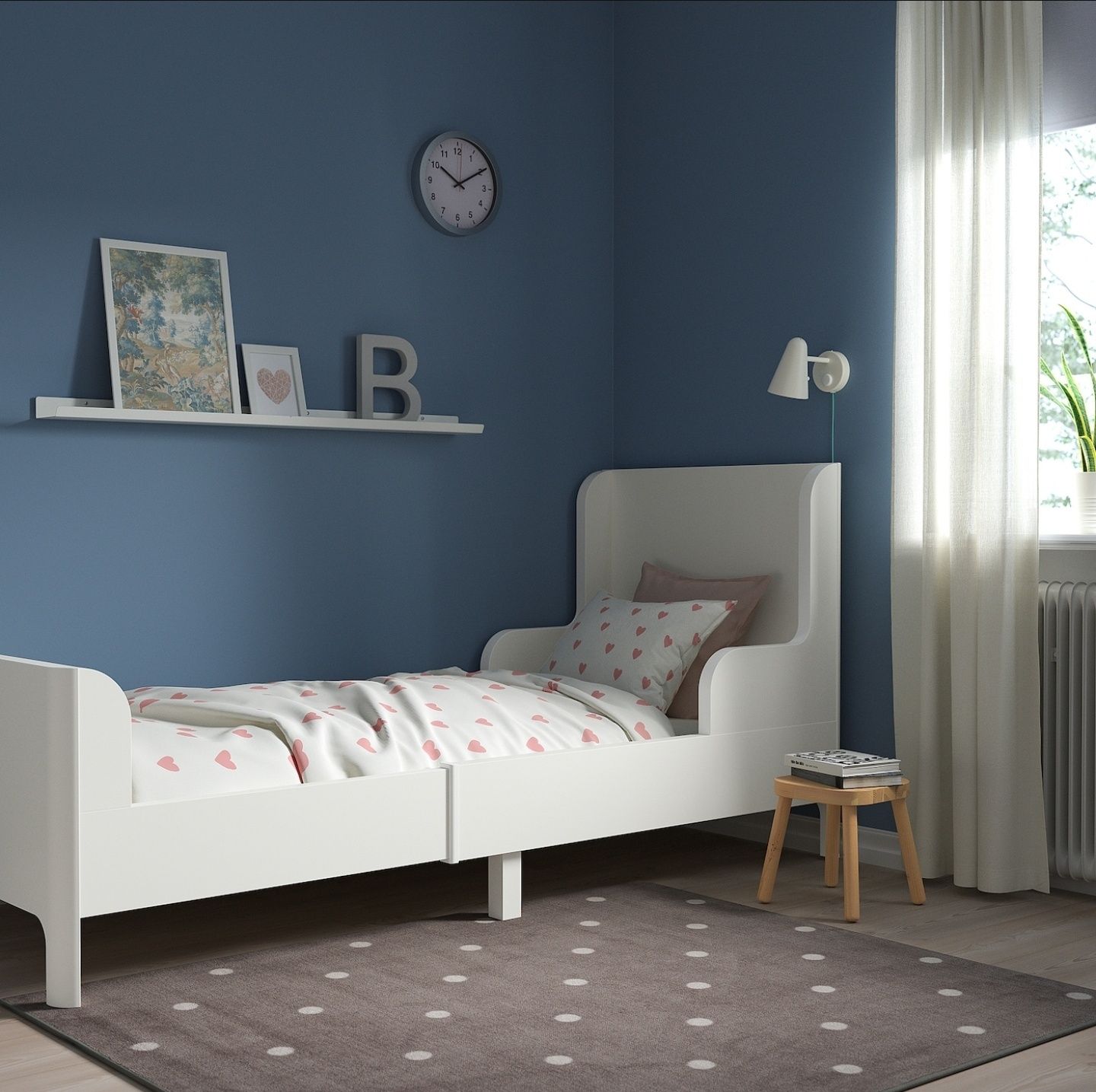 Cama criança extensível IKEA Busunge c/ Nova  + colchão + roupas