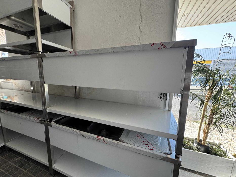 ACM1655 - Bancada de Lavagem Inox 1,5m de 2 Pios 40x40cm - NOVA