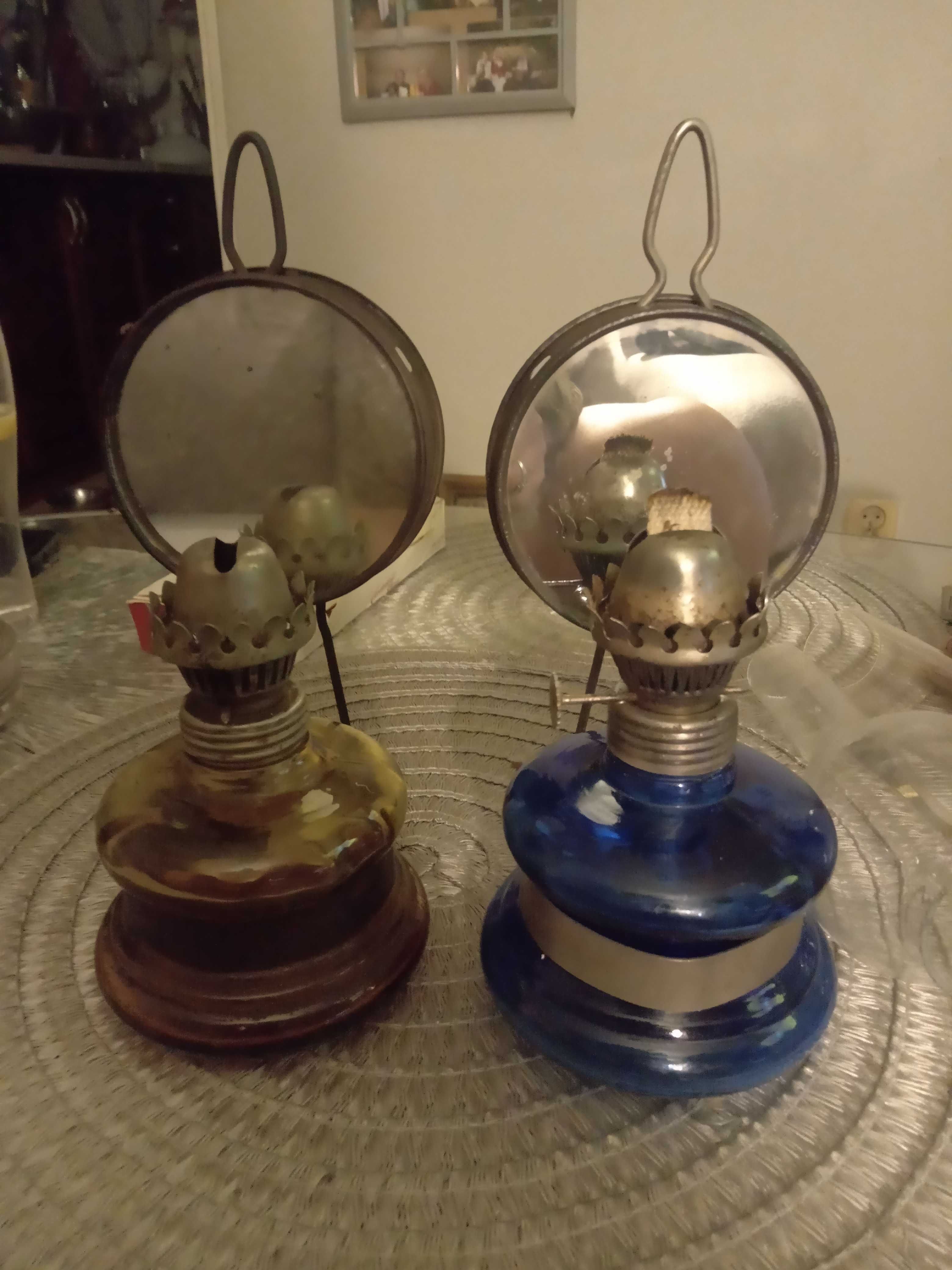 Lampy naftowe z lusterkiem PRL