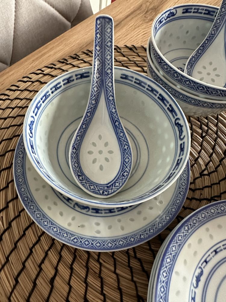 Niebieskie miseczki zestaw ceramika
