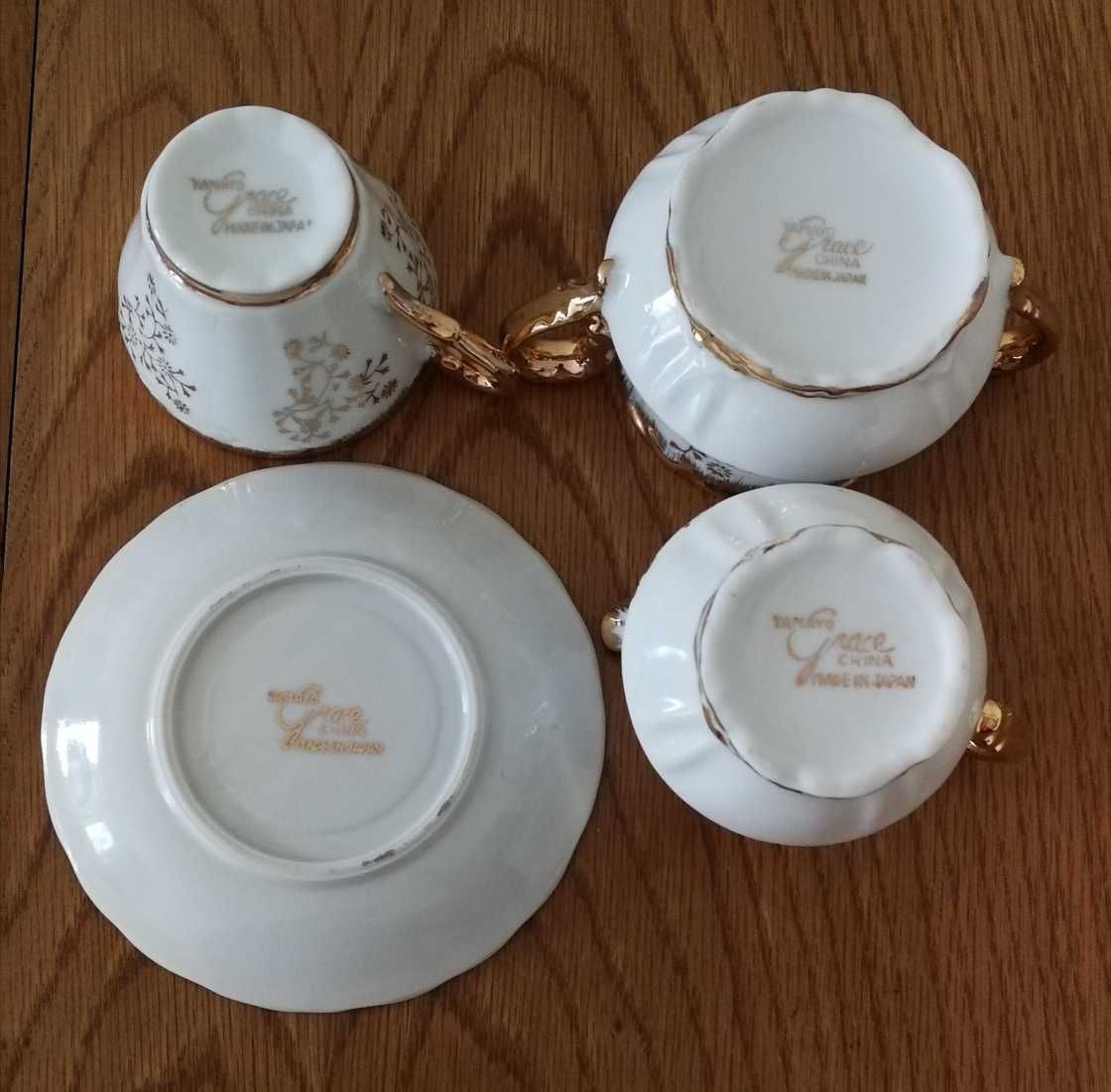 Serwis kawowy – zestaw – japońska porcelana – dzbanek z pozytwką