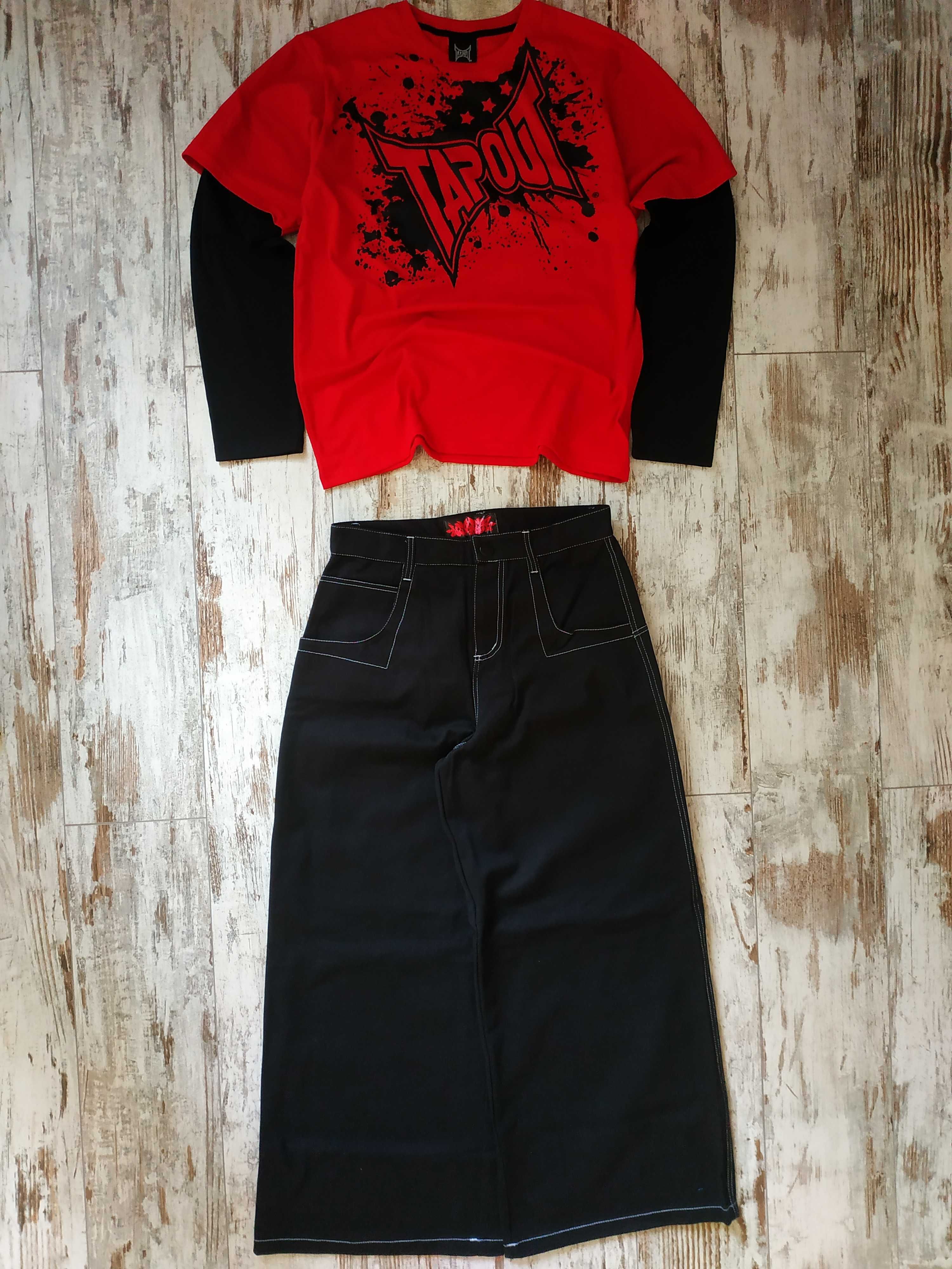 Продам комплект джинси WEXWEAR + лонгслів Tapout two lines RED sk8 Y2K