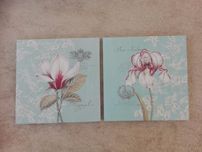 2 obrazy magnolia, irys komplet, styl retro 50x50
