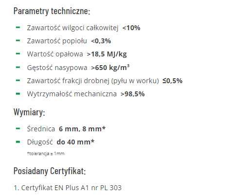 Pellet drzewny Excellent Selection  6 mm EN Plus A1   975kg - dostawa