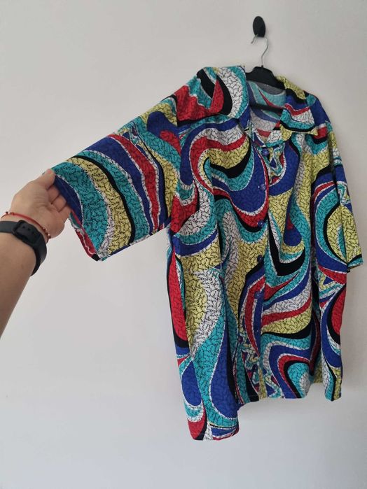 Kolorowa damska bluzka koszula z kołnierzem bluzka plus size oversize