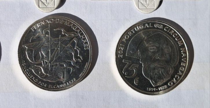 Moedas de Fernão Magalhães - UNC Comemorativas Portugal - 2021 e 2022