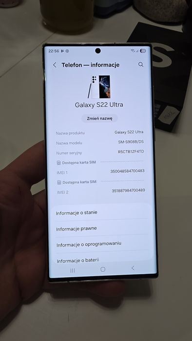 Samsung Galaxy S22 Ultra 12/256gb Biały wymienię na iphone