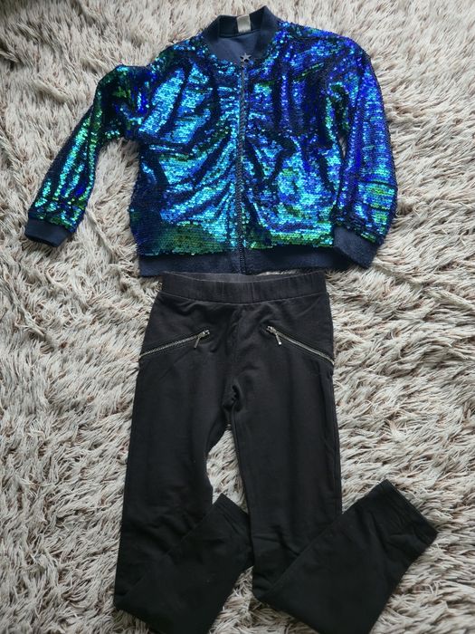 Bluza z cekinami + getry r146cm