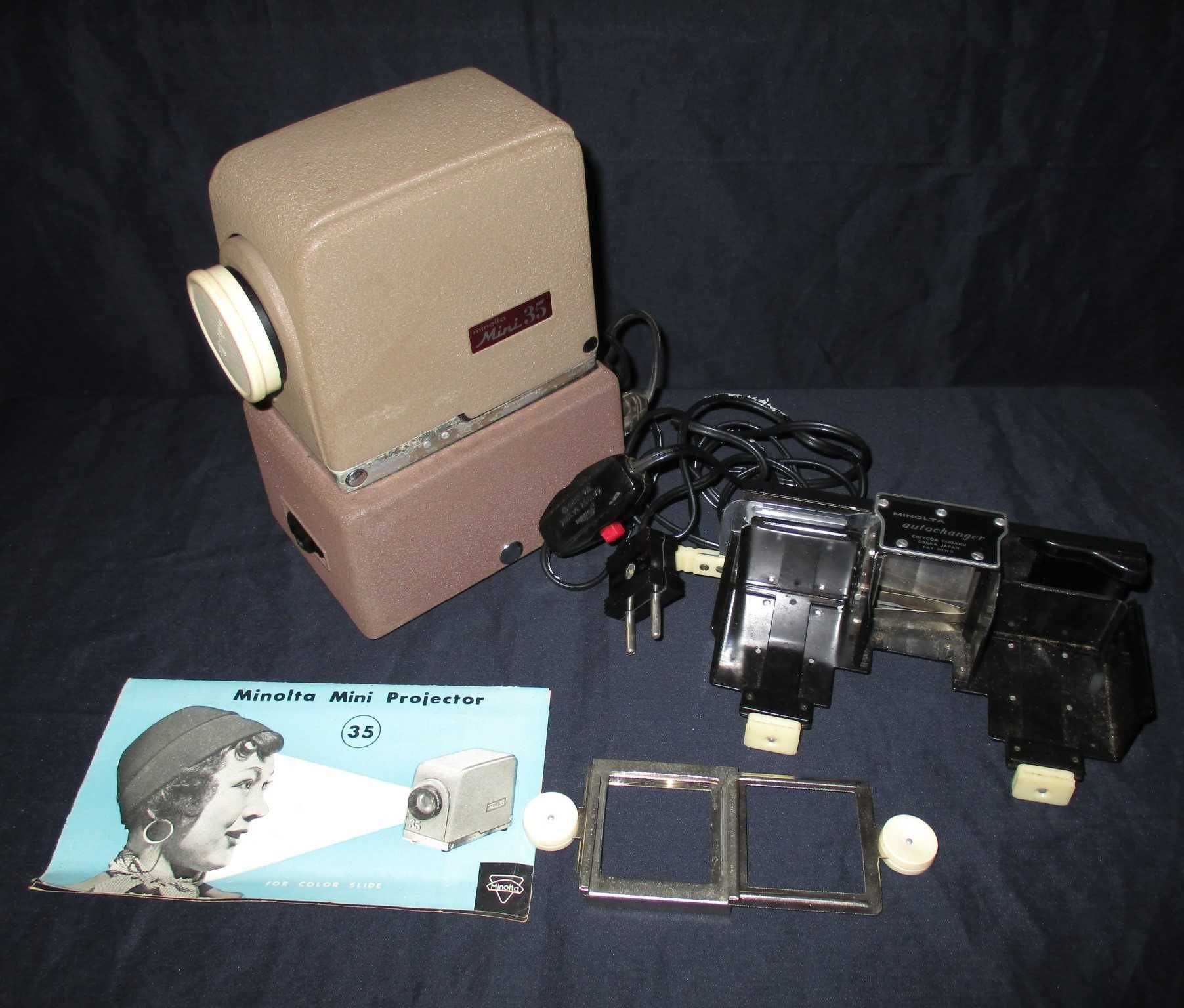 Projector Slides Vintage Minolta Mini 35 com caixa e acessórios