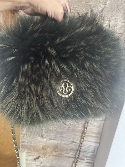 Torebka futerko naturalne ciemna zieleń