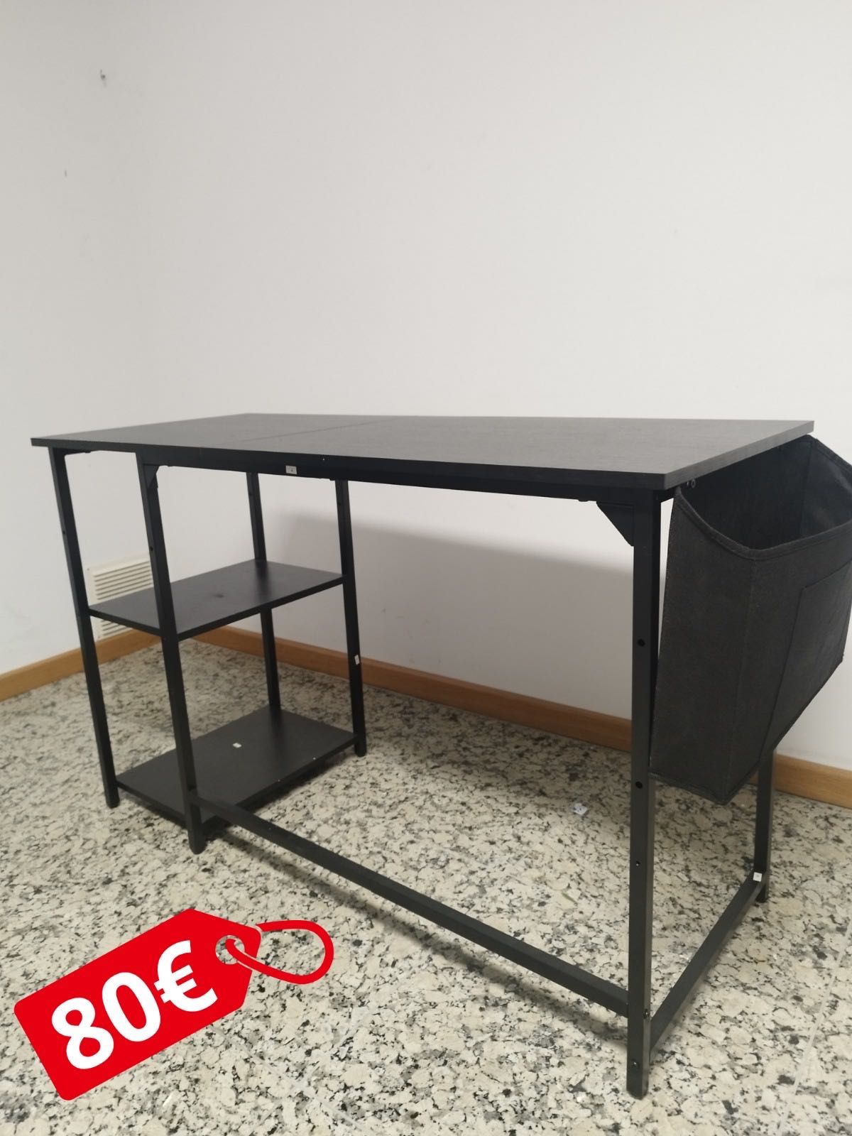 Secretária Com 2 Prateleiras Aglomerado / Metal 75 X 120 X 60 Cm