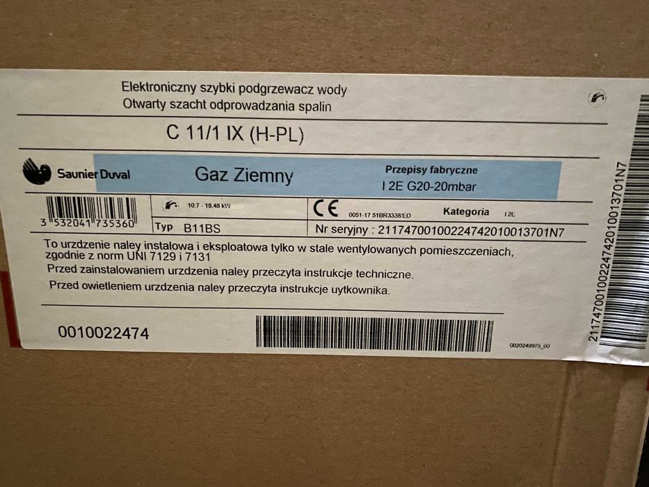 Piecyk gazowy Saunier Duval C11/1 IX
