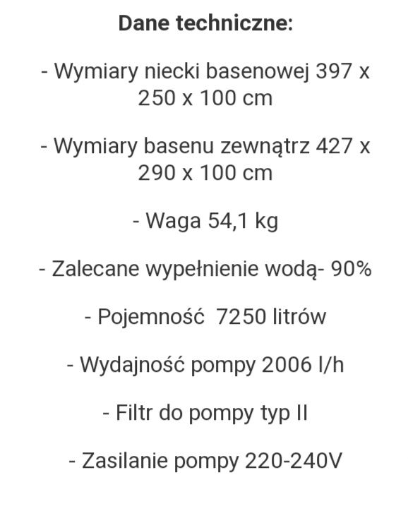 Basen stelażowy 427x250x100 18w1 Bestway