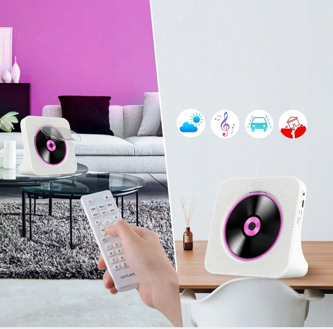 Odtwarzacz CD z funkcją Bluetooth Wbudowane dwa głośniki HiFi Radio FM