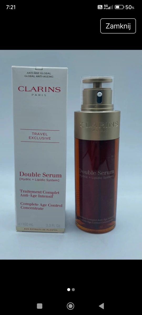 Clarins double serum do twarzy 50 ml.  Do 2028