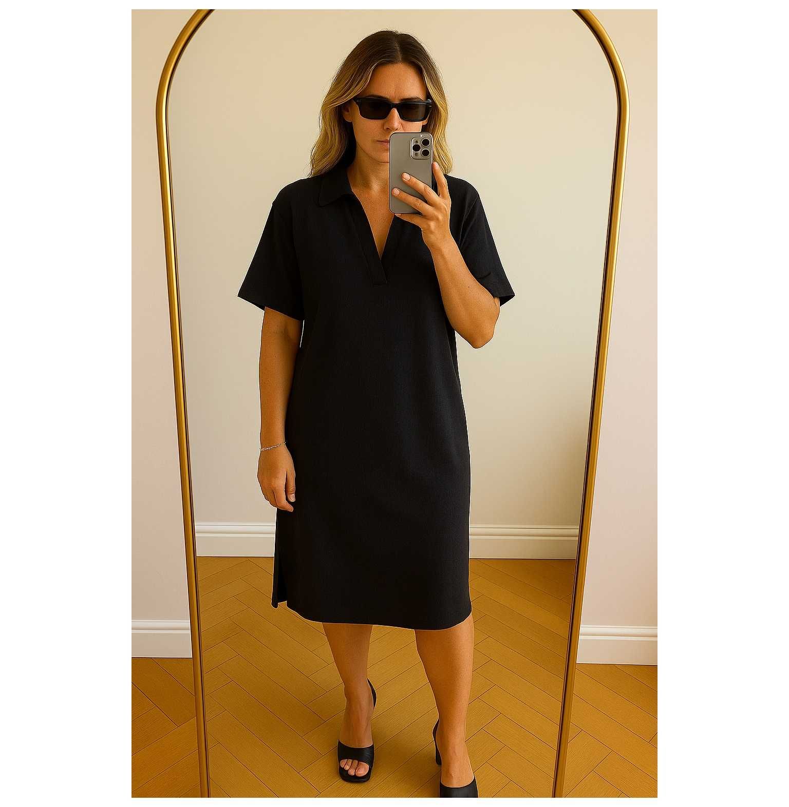 h&m m 38 sukienka koszulowa kołnierzyk sweterkowa sweter szmizjerka