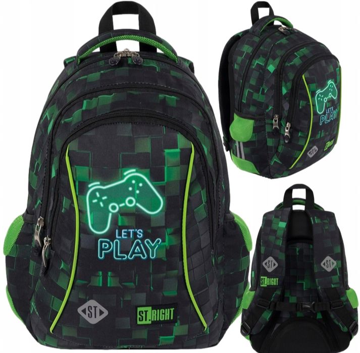 Plecak ST.Right z padem, czarno zielony klasa 1-3