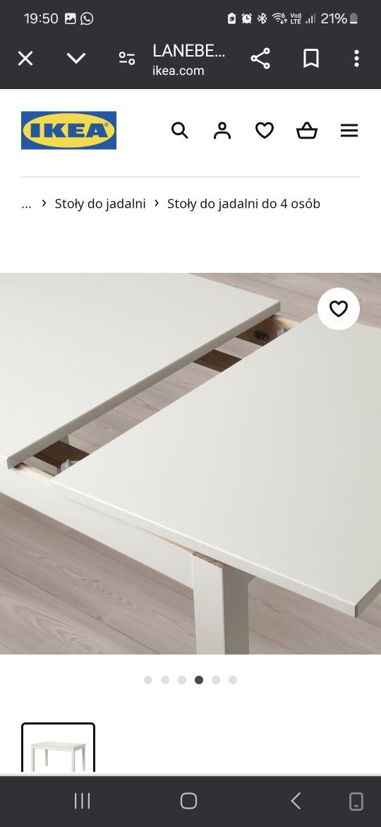 Stół Lanenerg Ikea bialy