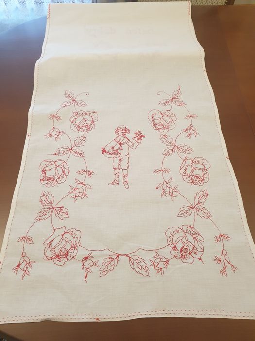 Oryginalna ręcznie haftowana makatka  z lat 50.