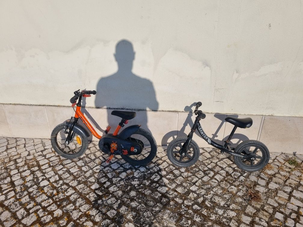 2 bicicletas pedais equilíbrio criança 3-5 anos Decathlon e sawyer bik