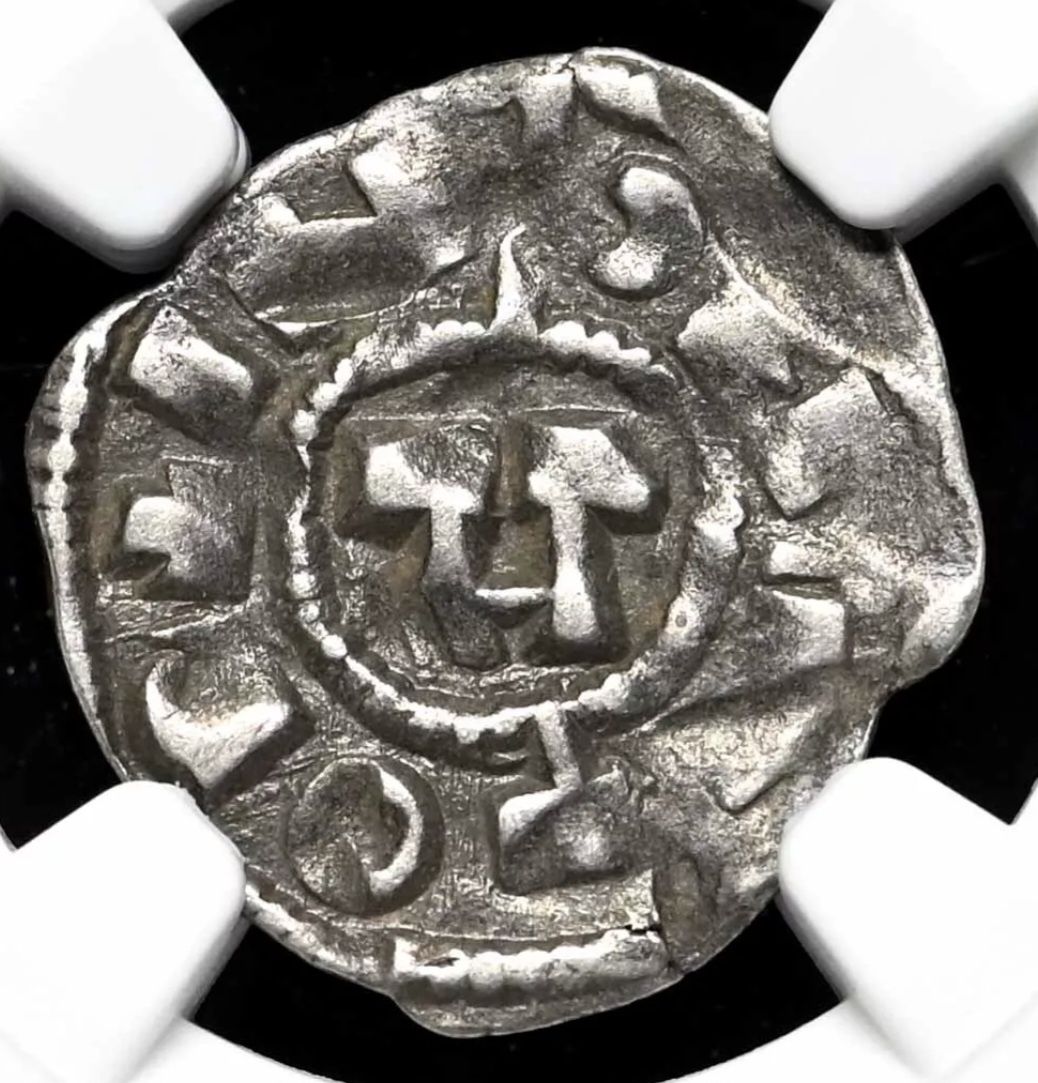 Srebrny denar cesarzy rzymskich Henryk III-V grading NGC