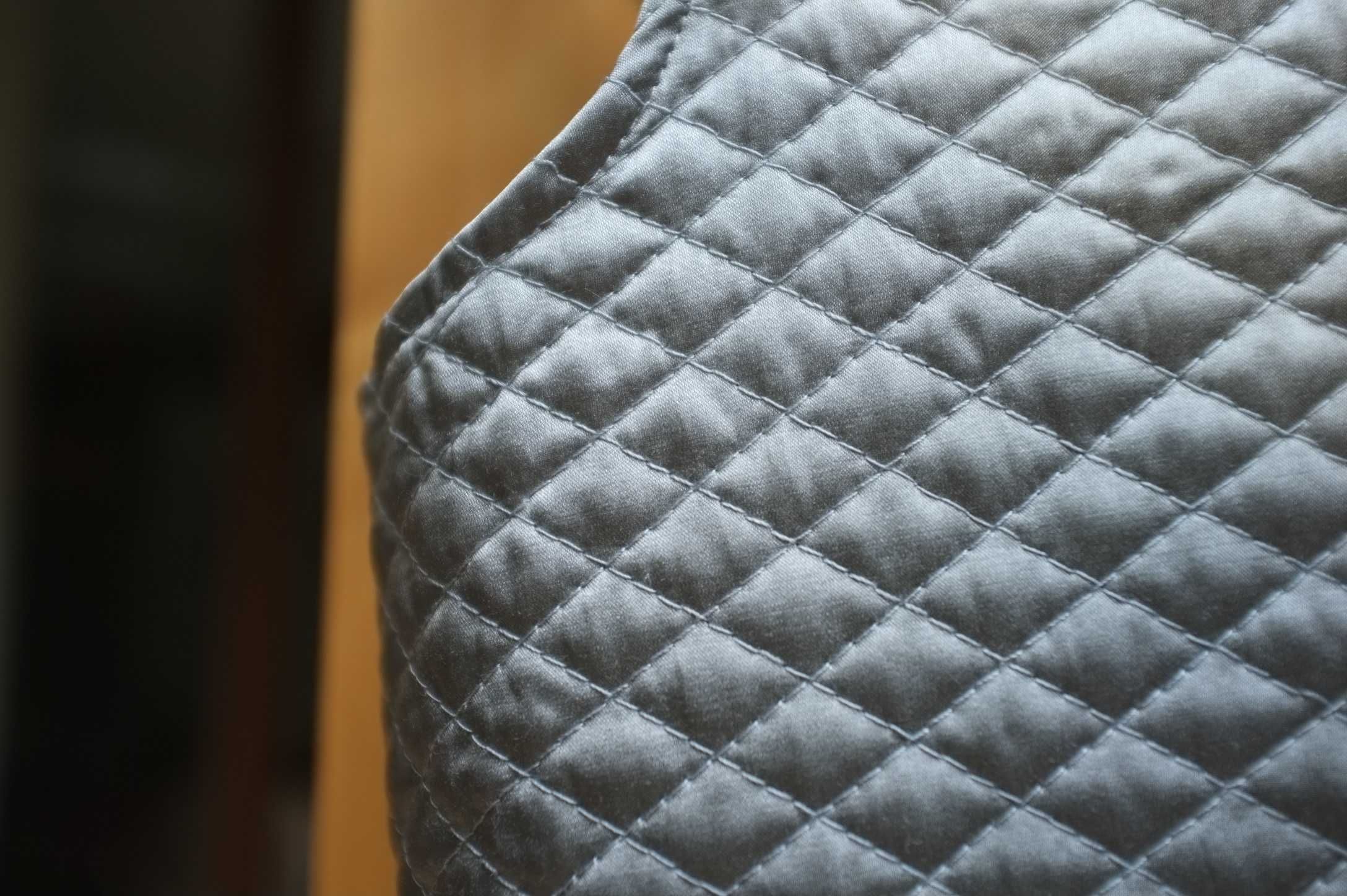 srebrna elegancka wieczorowa pikowana kamizelka jedwabna bolerko 40 L