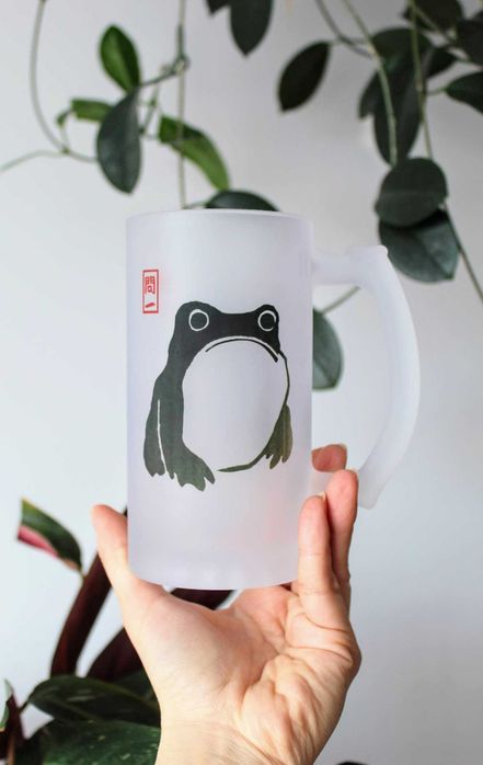 Kufel japońska Żaba, z szkła szronionego 450ml