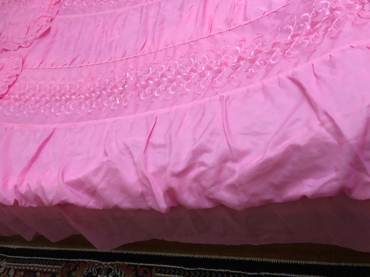 Покривало шовкове на ліжко рожеве і блакитне / покрывало шелковое