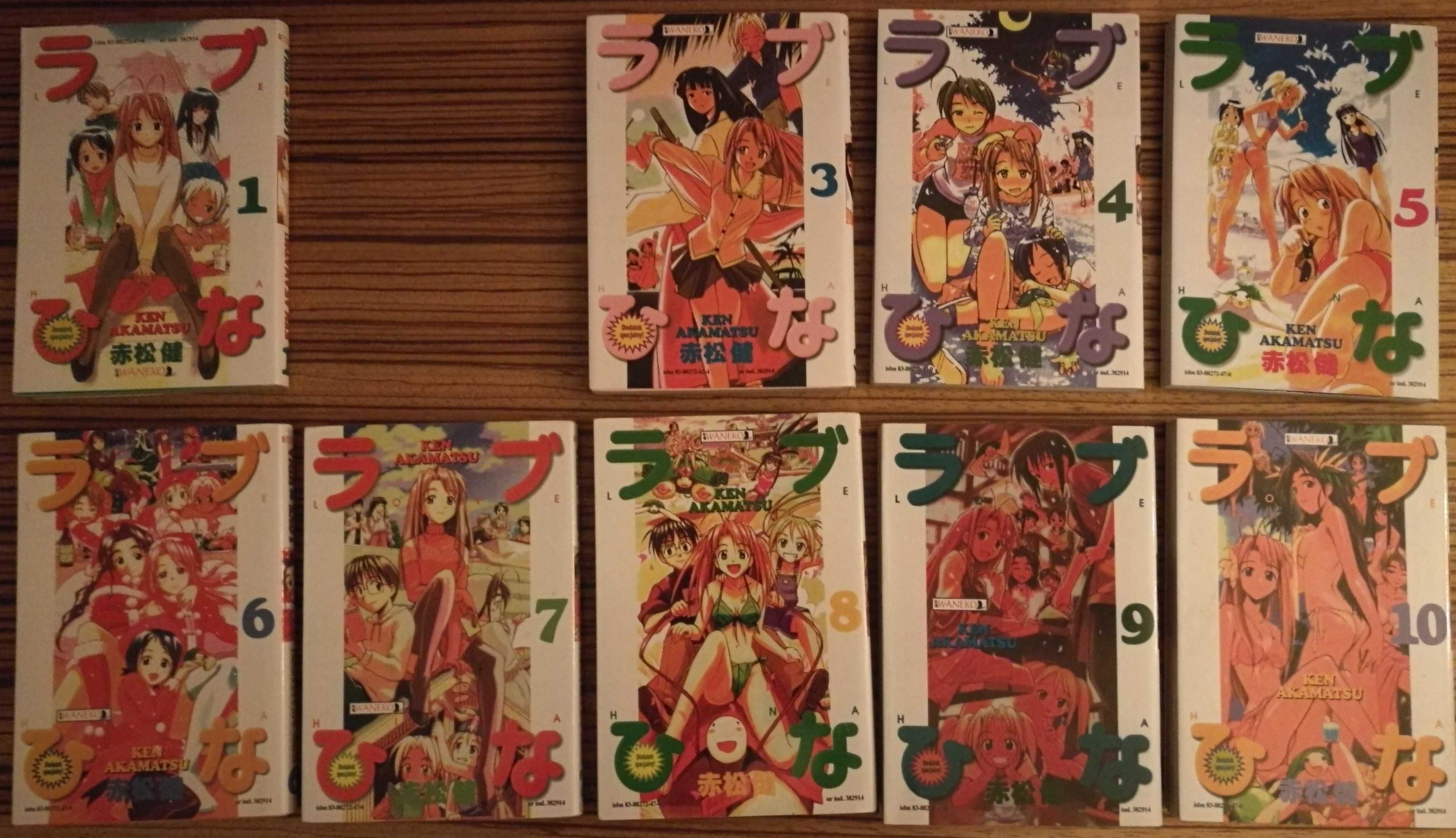 Love Hina  manga  Ken Akamatsu  9 tomów: 1 oraz 3-10 stan bdb