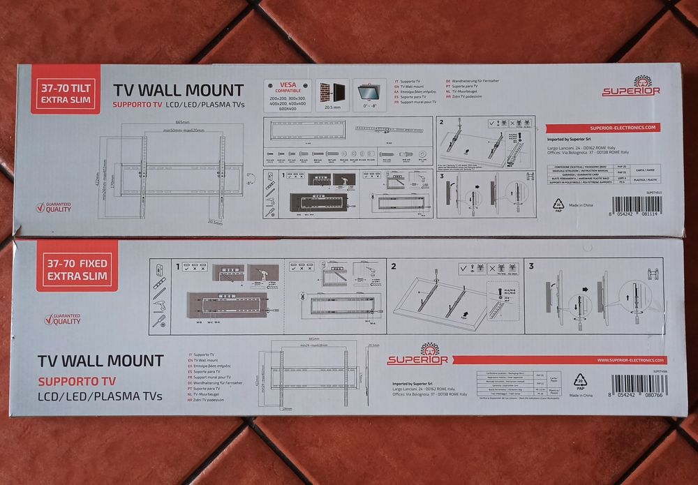 Suporte de parede Fixos/Tilt e Full Motion para TV / Monitores LCD Led