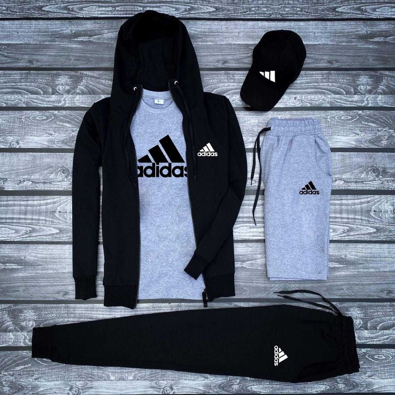 Adidas чоловічий костюм одягу 5в1 кепка кофта футболка шорти