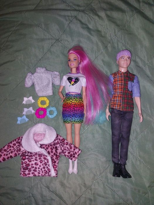 Lalka Barbie I ken kolorowa fryzura panterka plus ken