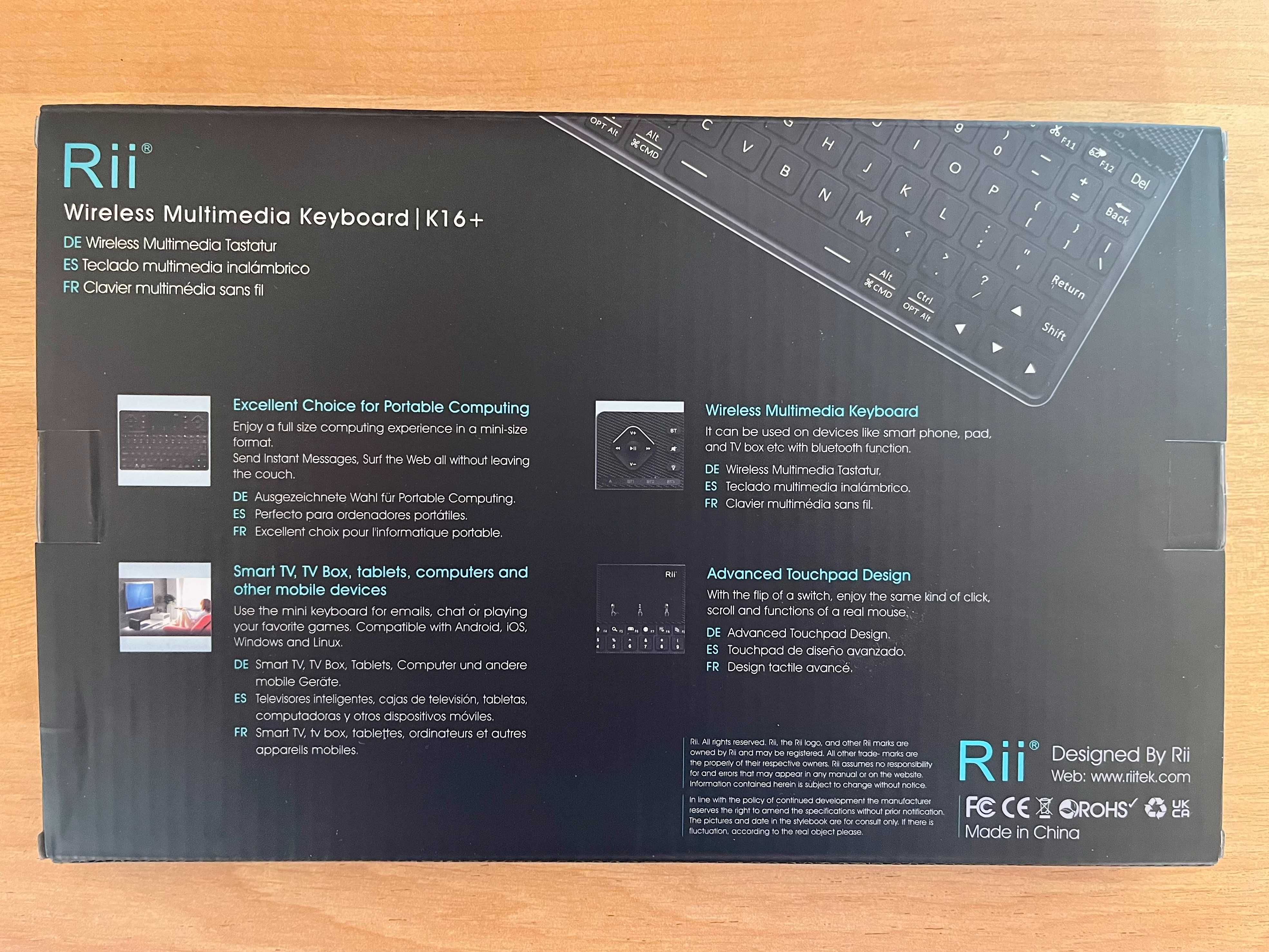 Rii K16+ BT-клавиатура с тачпадом и подсветкой