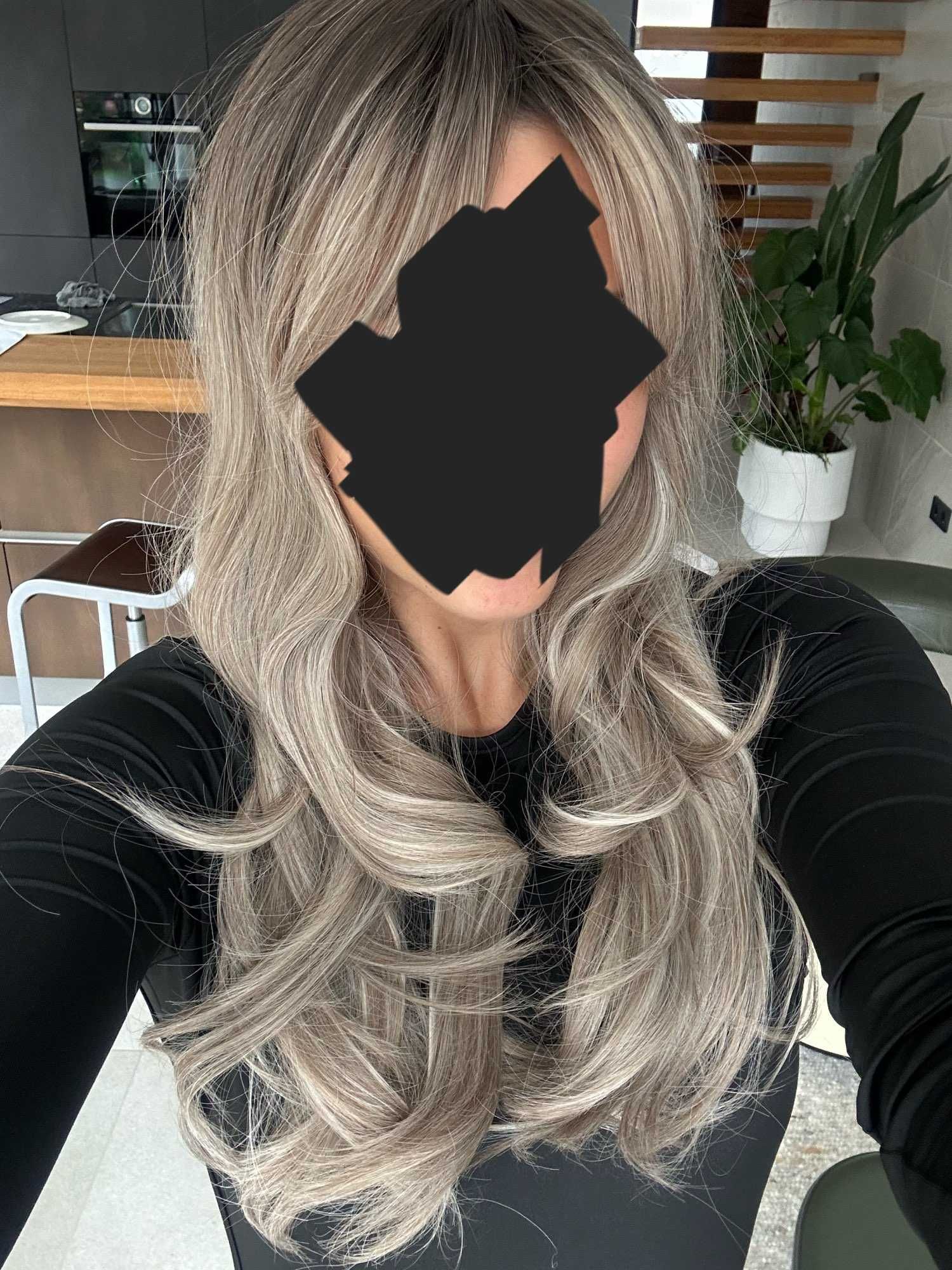 Premium włosy długie gęste peruka blond brązowa naturalne szare