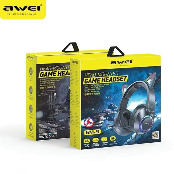 Awei Słuchawki Nauszne Gm-9 Gamingowe Z Mikrofonem Czarny/Black