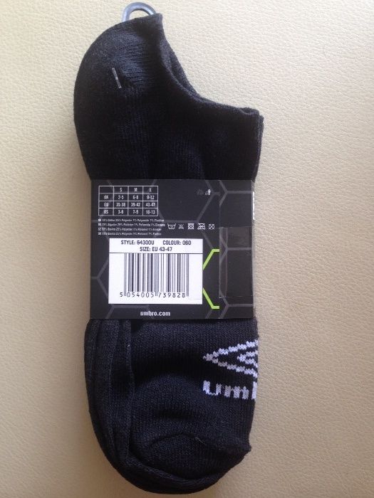 Комплект чёрных носков Umbro No Show Liner Sock 3 пары  оригинал 39-42