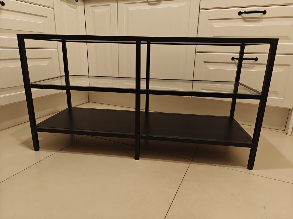 IKEA VITTSJO szafka pod TV czarny / brąz 100x36x53 cm