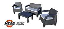 Meble ogrodowe tarasowe plastikowe technorattan HDM 4 osoby kawowy