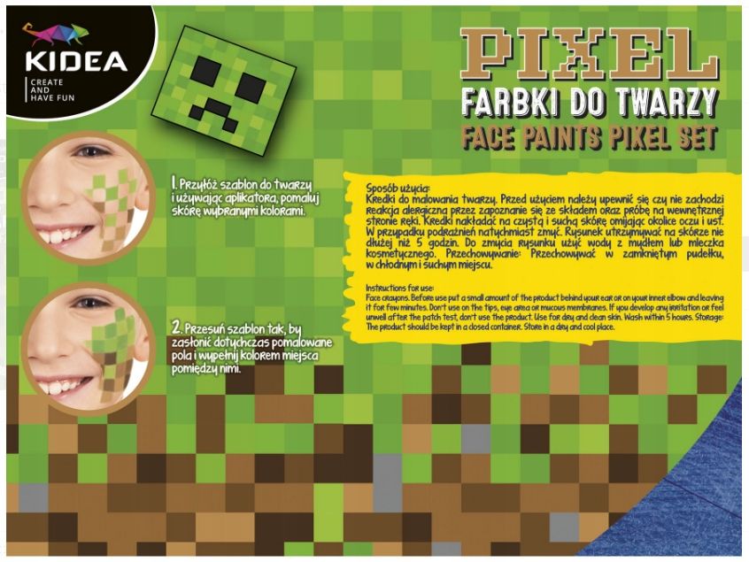 Farbki Do Twarzy Zestaw Pixel Dla Fanów Minecrafta