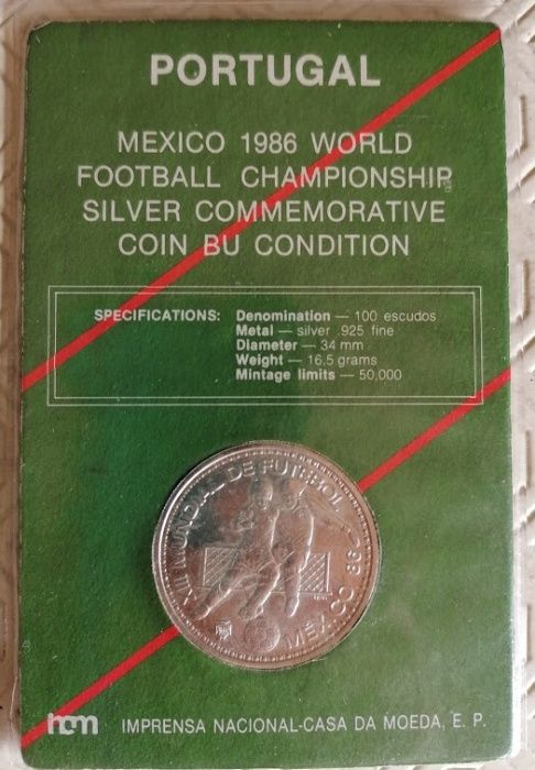 Vendo moeda 100 escudos Prata Campeonato Mundial Futebol México 86