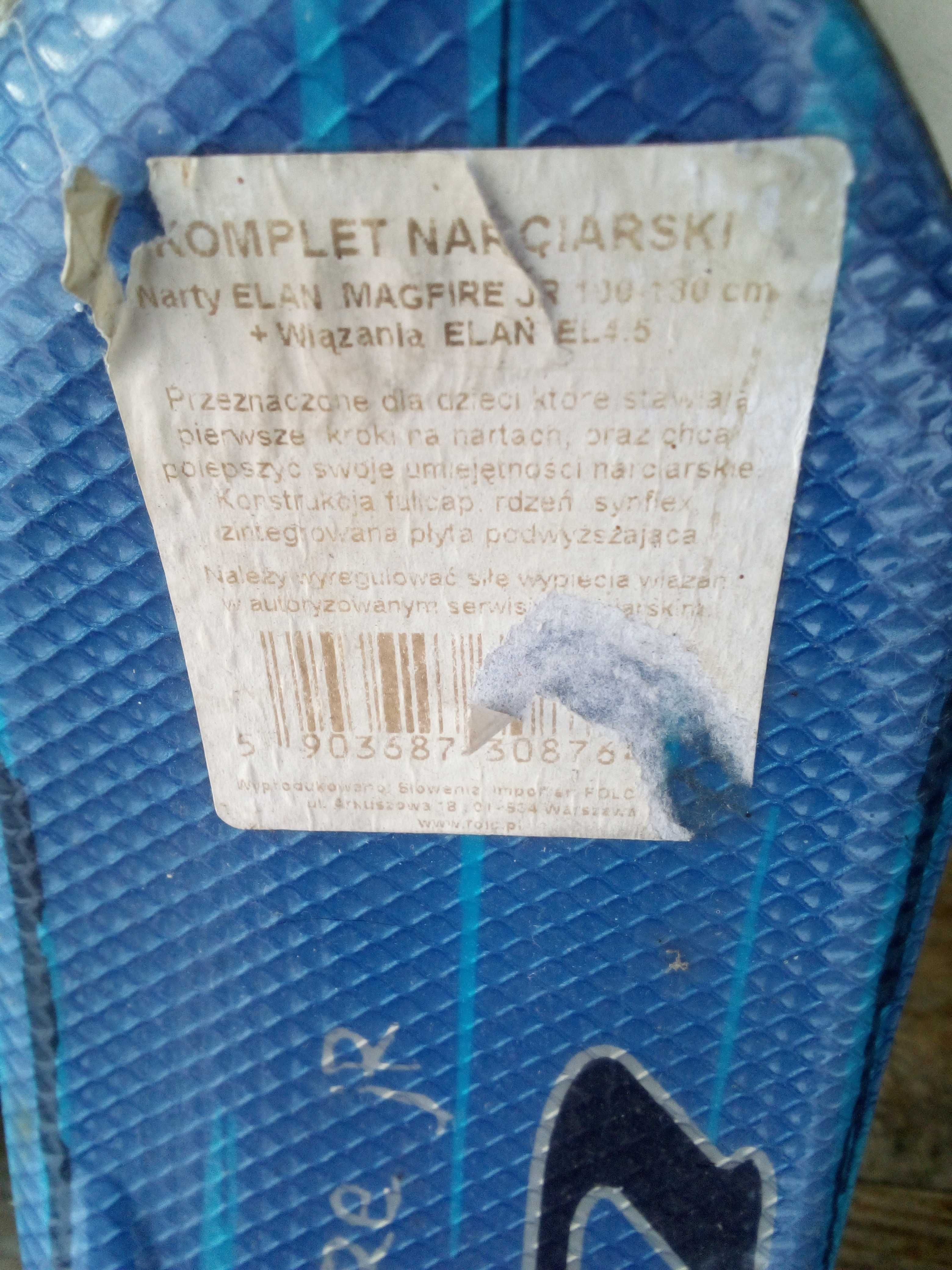 Narty ELAN MAGFIRE 100-130 cm + Wiązania ELAN EL 4.5