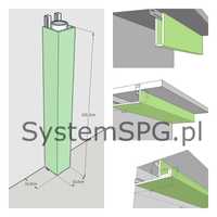 System SPG - kątownik GK obudowa rury karnisza sufit podwieszany LED