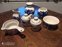 Naczynia kobaltowe porcelit PRL Włocławek HANDMADE vintage