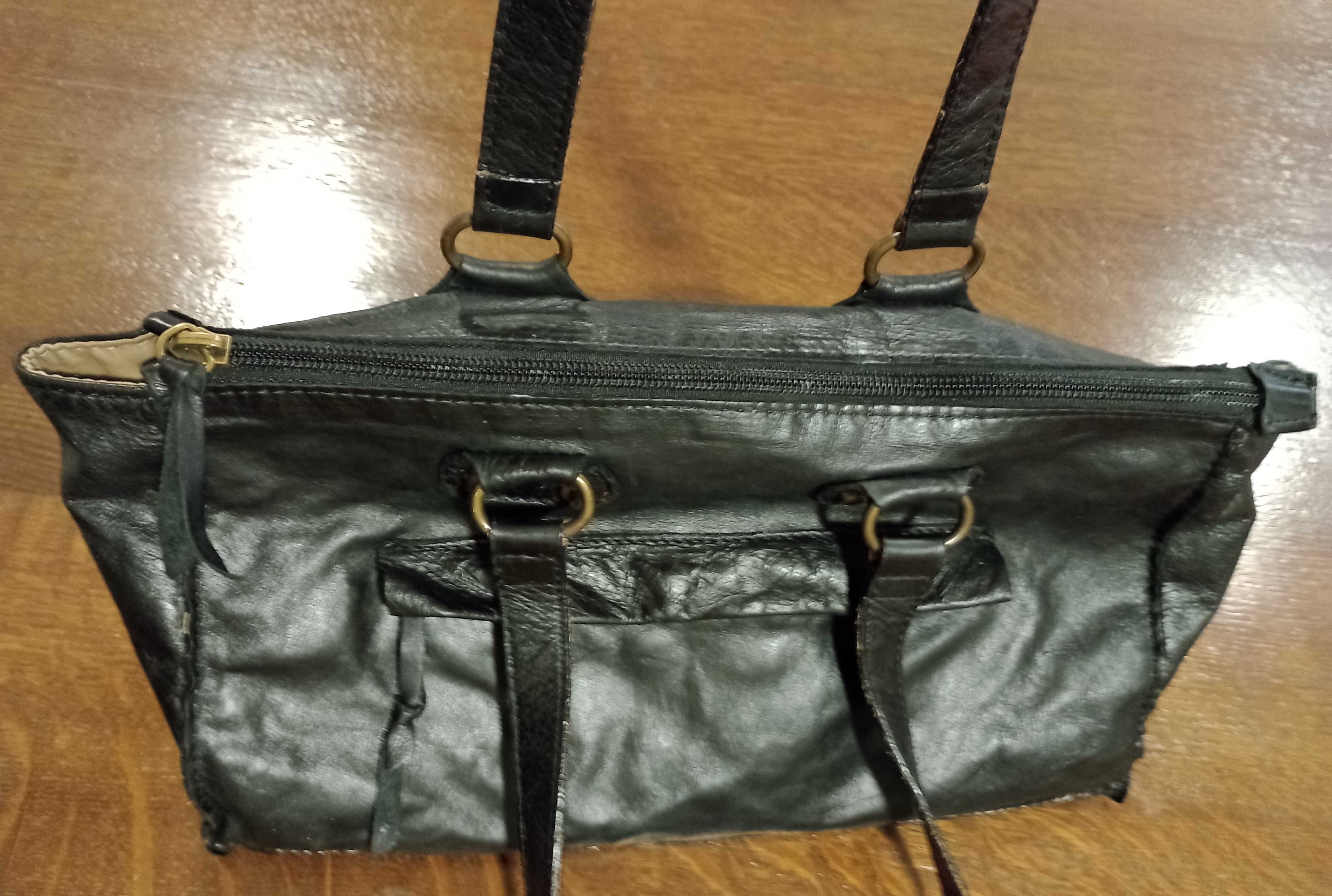 Mala bolsa pele Massimo Dutti