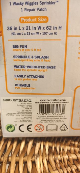 Dmuchaniec zabawka wodna zraszacz