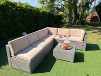 komplet z technorattanu PALERMO XL narożnik sofa szary technoratta