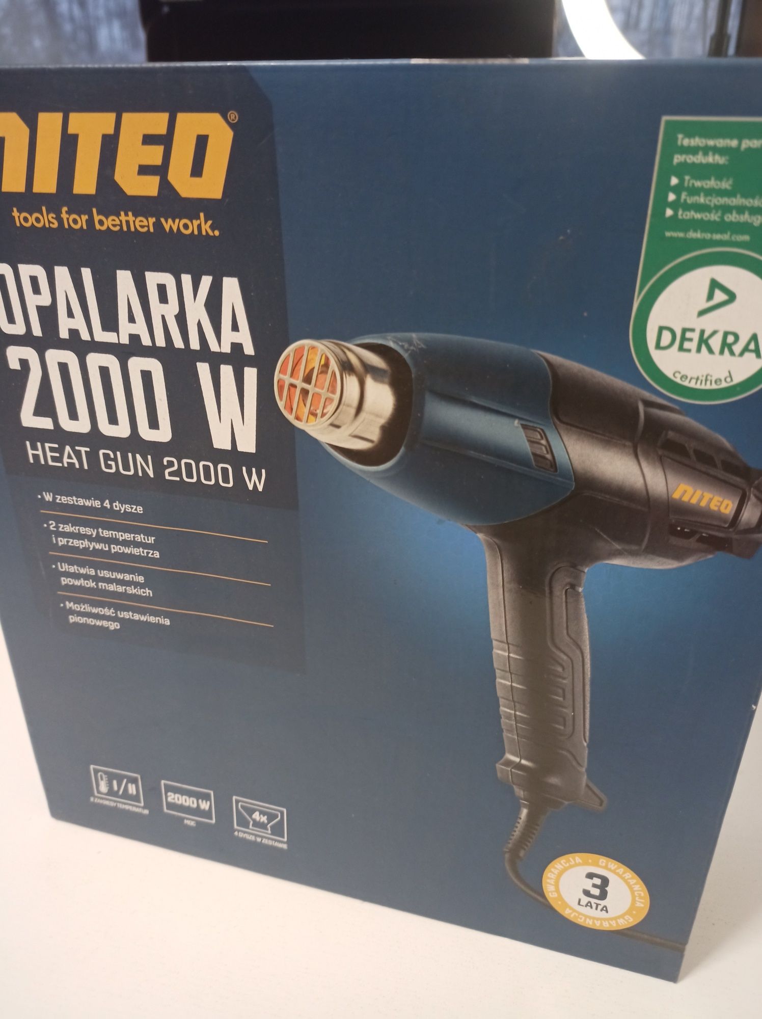 Opalarka 2000W z dyszami, 2 zakresy temperatury, Niteo Tools