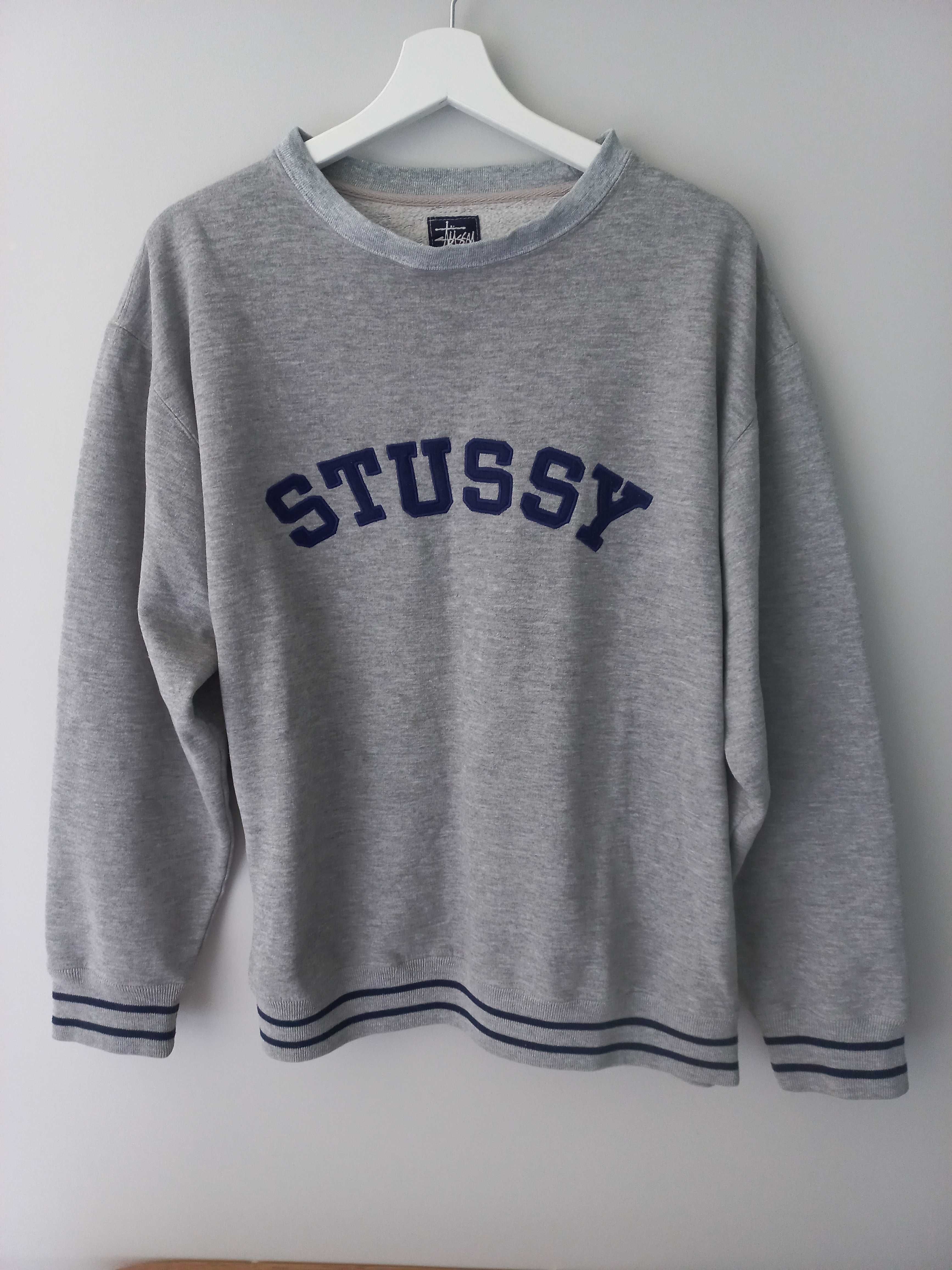 Stussy grey hoodie crewneck streetwear y2k vintage drill drip